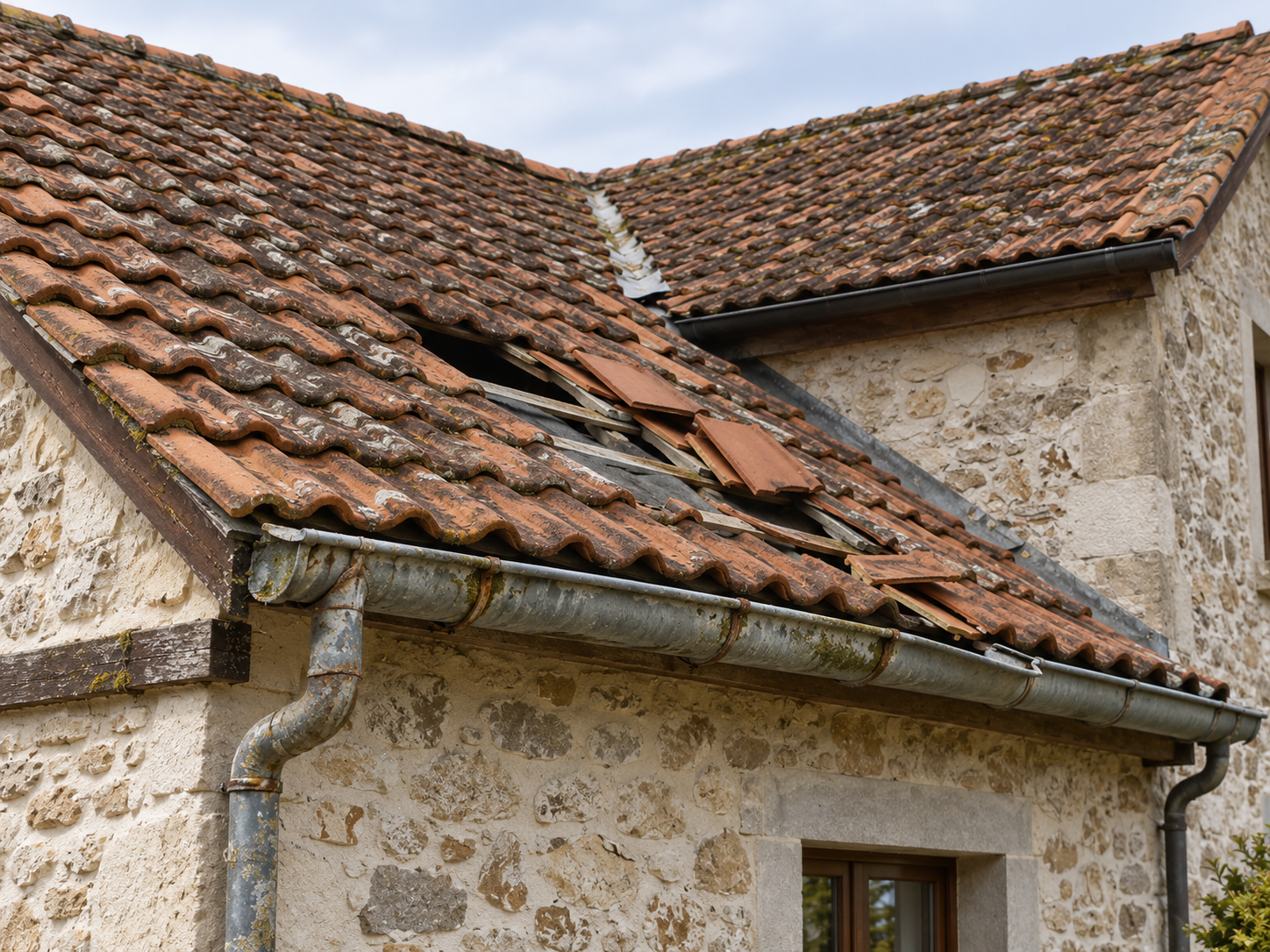 Réparation après intempéries — avant travaux